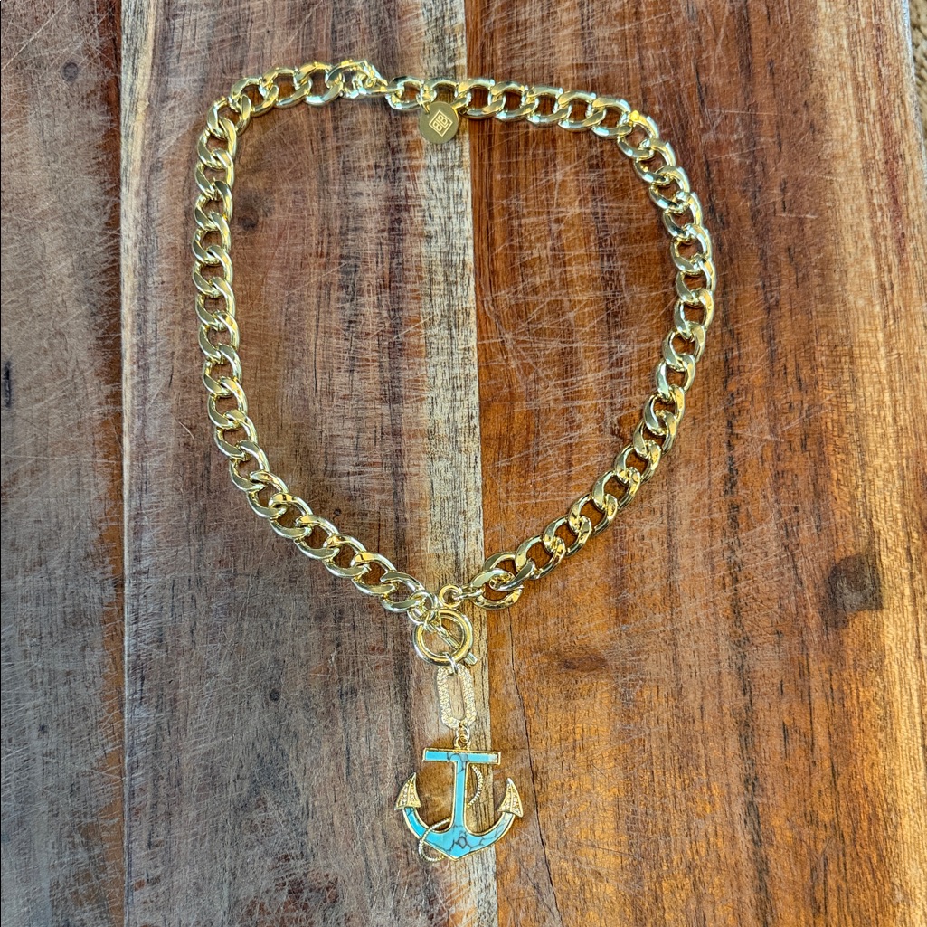 Gold Anchor Pendant Necklace